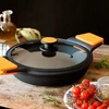 BRA ALIUMINININĖ LIETUVĖ SU STIKLO DANGO DANGA, OVALUS, DUJŲ INDUKCINĖ LIEMENĖLĖ 28cm