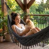 BRAZILIAN DOUBLE HAMMOCK XL BOHO STRONG COVER keliamoji galia 220kg antracitas