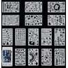CM Rinkinys 15 SZABLONOW I 12 PEDZLI DO MALOWANIA I SCRAPBOOKINGU MAJSTERKOWANIA