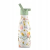 Cool Bottles - Nerūdijančio plieno vaikiškas buteliukas su šiaudeliu arba užsukimu, 260ml (Spring flowers)