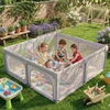 Costway Kojec dla dziecka Suchy Baseinas 200x180x68cm Siatka Bramka XXL Pilka