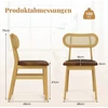 Costway Medinės rotango kėdės, 2 vnt, Loft Vintage Brown