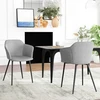 Costway Modernios valgomojo kėdės, 2 vnt - Lininė sėdynė, Metalinės kojos