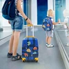 COSTWAY vaikiškas rinkinys - lagaminas ir kuprinė, ant ratukų, mėlynos ir geltonos spalvos