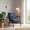 DealMeble Minkšta velvetinė kėdė medinėmis kojelėmis, šviesaus ąžuolo riešutmedžio OLAN