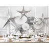Party Deco Dekorai-rozetės PartyDeco Ø40-32-23cm/3vnt. sidabro spalvos