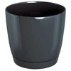 Dekoratyv. gėlių vazonas su padėklu Coubi Round P Ø13.5cm H12.4cm plastikinis/t.pilkas