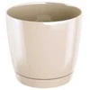 Dekoratyv. gėlių vazonas su padėklu Coubi Round P Ø12cm H11cm plastik./kreminės s.
