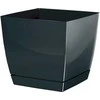 Dekoratyvinis gėlių vazonas su padėklu Coubi Square P 15.5x15.5x14.2cm plast./grafito sp.