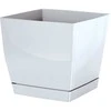 Dekoratyvinis gėlių vazonas su padėklu Coubi Square P 15.5x15.5x14.2cm plastikinis/baltas