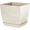 Dekoratyvinis gėlių vazonas su padėklu Coubi Square P 21x21x19.2cm plast./kreminės sp.