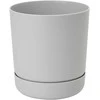 Dekoratyvinis gėlių vazonas su padėklu Satina Ø17cm H19cm plastikinis/pilkas