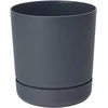 Dekoratyvinis gėlių vazonas su padėklu Satina Ø20cm H22cm plastikinis/t.pilkas
