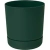 Dekoratyvinis gėlių vazonas su padėklu Satina Ø13cm H14.6cm plastikinis/žalias