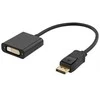 DELTACO DisplayPort į DVI-I Dual Link adapteris, 20 kontaktų - DVI-D 24 + 1 kontaktas , juodas, 0,2m / DP-DVI14-K