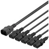DELTACO IEC C14 - 5x IEC C13 maitinimo laidas, 3m, 10A / 250V, Y-Splitter, DEL-113E