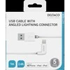 DELTACO Lighting kabelis, USB-A/ kampinė Lighting jungtis, 2,4A, 1m, MFi, Baltos spalvos / IPLH-176