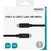 DELTACO USB 2.0 kabelis, C tipas - C tipas, 2m, juodas USBC-2002M