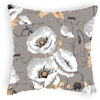 Designpremium Užvalkalas na poduszkę pilka w balta duże kwiaty maki 40x40 cm