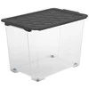 Dėžė su dangčiu ir ratukais Evo Safe Rotho 59x51.2X39.5/65L permatoma/antracito sp.