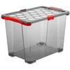 Dėžė su dangčiu ir ratukais Evo Total Rotho 59x39x41.2cm/65L permatoma/pilka