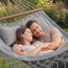 DIDELIS BOHO DVIEJI SODO HAMAKAS SU PAGALVĖMIS IR OUTTEC bėgeliu