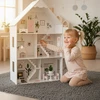 DIDELIS MEDINIS LĖLIŲ NAMAS KINDERPLAY LED VILLA XXL 118cm BALDŲ GARAŽAS