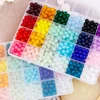 DIYQueen 8mm stiklo karoliukų rinkinys + juvelyrinis trintukas pasidaryk pats papuošalams 1200 vnt.