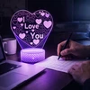 Doup Naktinė lempa LED 3D SERCE PREZENT NASTROJOWE STYLOWE OŚWIETLENIE SYPIALNI