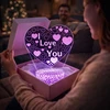 Doup Naktinė lempa LED 3D SERCE PREZENT NASTROJOWE STYLOWE OŚWIETLENIE SYPIALNI