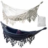 Dviejų asmenų sodo hamakas, medvilninis BOHO, pintas MACRAME šezlongas XL 280x150