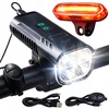 DVIRAČIO ŠVIESŲ RINKINYS PRIEKINIS GALINIS 1000 LM SU RAKŠU 100dB USB-C 4xT6 LED
