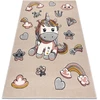Dywany Uszczow Dywan DZIECIĘCY UNICORN krem jednorożec tęcza sensoryczny 120x170 cm