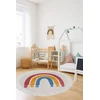 Dywanypers Dywan Bello TĘCZA 100x100 w stylu BOHO łuki tęcze smėlio spalva koło su frędzlami