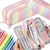 ECARLA daugiafunkcis trijų skyrių pieštukų dėklas Rainbow PR02
