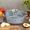 Edenberg DIDELIS MARMURINIS PUODAS 28cm 6,5L Kvadratinė karščiui atspari keraminė danga