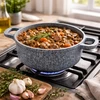 Edenberg Granito puodas 1,7 l 18 cm aliuminis su stikliniu dangteliu, indukcija ir dujomis