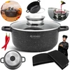 Edenberg MARMURINIS PUODAS 24cm 4,5L APVALUS PUODAS KEPIMO AROMA RANKENELE + LETENĖS