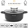 Edenberg MARMURINIS PUODAS 24cm 4,5L APVALUS PUODAS KEPIMO AROMA RANKENELE + LETENĖS