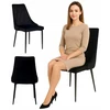 Ekspand Glamour VELUR minkšta dygsniuota kėdė, valgomasis, svetainė, juoda