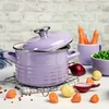 EMALINIS VIRTUVĖS PUODAS 2L 16cm METALAC PURPURINIS SU DANGIU DUJŲ INDUKCIJA