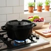Emaliuotas ketaus puodas su dangčiu HAGE 4L 24 cm juoda indukcinė orkaitė