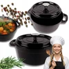 Emaliuotas ketaus puodas su dangčiu HAGE 4L 24 cm juoda indukcinė orkaitė