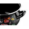 Emaliuotas puodas, pleszew, 18 cm, 3 l, virtuvė sriubai virti, juodas dekoras