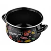 Emaliuotas puodas, pleszew, 18 cm, 3 l, virtuvė sriubai virti, juodas dekoras