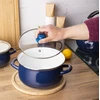 Emaliuotas puodas su dangteliu, dujų indukcija, 20 cm, Altom Design, tamsiai mėlyna, 2,7 l
