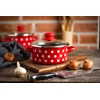 Emaliuotas puodas su dangteliu Žemas 14cm 1L I Metalac Dots On Raudona