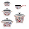 Emaliuotas puodas su stikliniu dangteliu, 16 cm 1,9L, kreminis METALAC Porto
