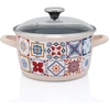 Emaliuotas puodas su stikliniu dangteliu, 16 cm 1,9L, kreminis METALAC Porto