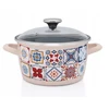 Emaliuotas puodas su stikliniu dangteliu, 16 cm 1,9L, kreminis METALAC Porto
